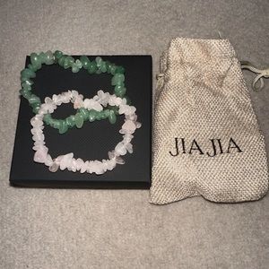 NWOT JIA JIA Set of 2 Healing Crystal Bracelets- Rose Quartz & Aventurine
